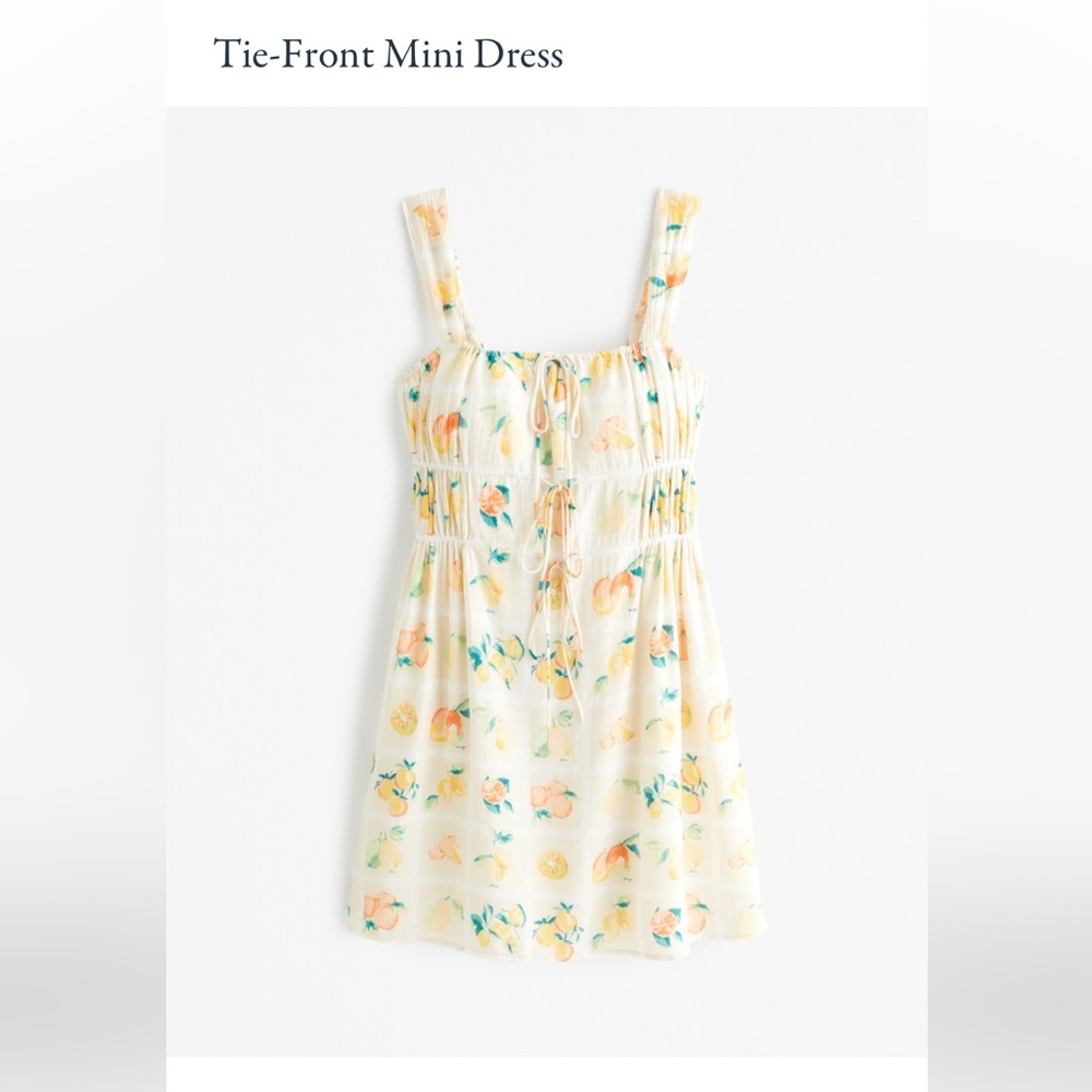 Abercrombie & Fitch Floral Tie-Front Mini Dress - Cream